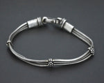 Rajasthani Silver Snake Chain Bracelet with Flowers