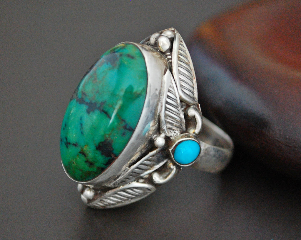 Ethnic Turquoise Ring from India - Size 8.75
