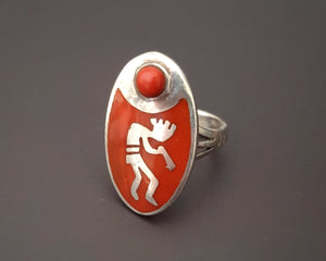 Kokopelli Spiny Oyster Coral Ring - Size 5.75