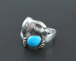 Jaguar Turquoise Silver Ring - Size 8.5