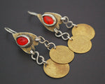 Turkmen Coin Earrings with Glass