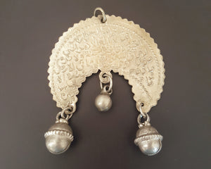 Old Crescent Arabic Script Pendant with Dangles
