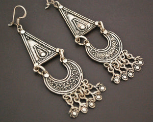Long Vintage Indian Silver Earrings