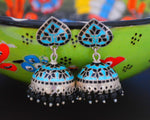 Indian Enamel Jhumka Silver Earrings