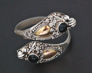 Double Dragon Onyx Ring from Bali - Size 11 / Adjustable Size