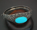 Gorgeous Turquoise and Marcasite Hinged Bracelet