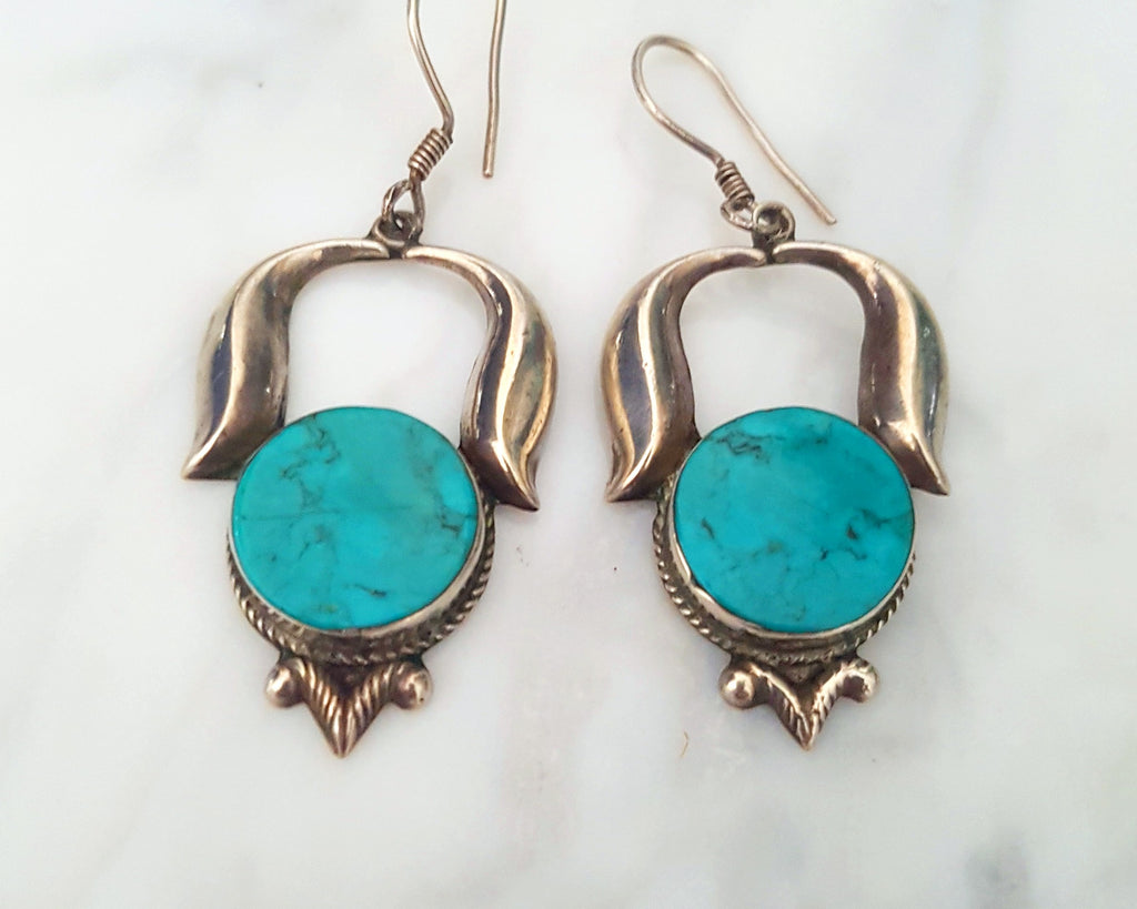 Ethnic Turquoise Earrings from India