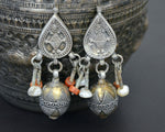 Vintage Kazakh Earrings with Coral and Pearls