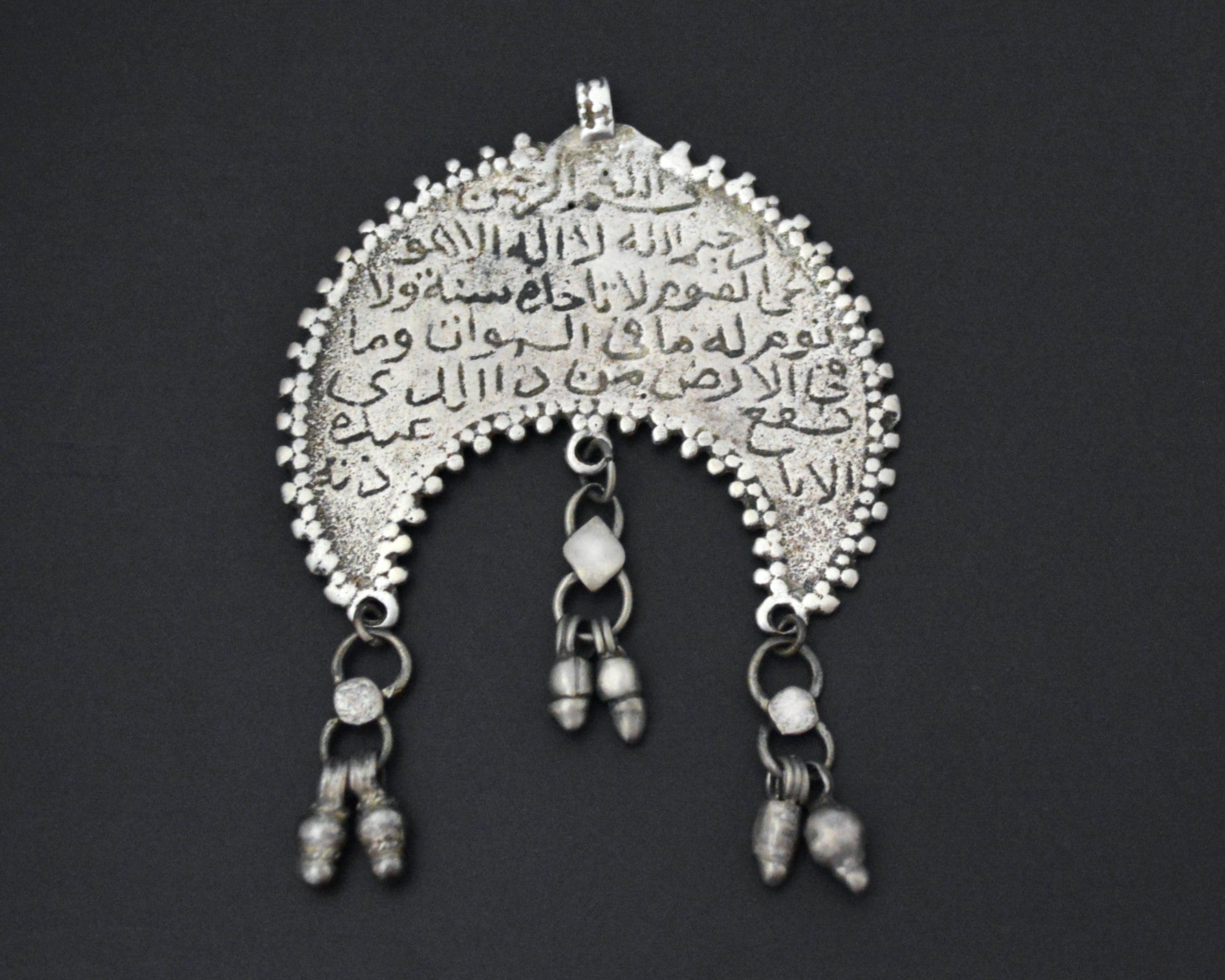 Old Crescent Talisman Pendant with Arabic Writing