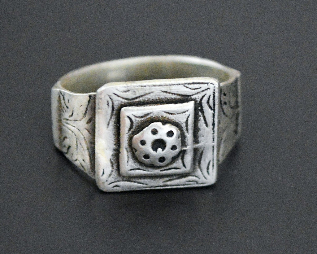 Turkmen Flower Signet Ring - Size  9.5