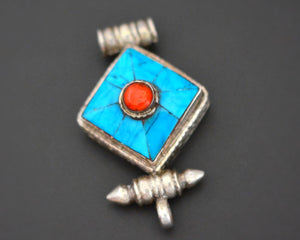 Tibetan or Nepali Gau Box with Coral and Turquoise