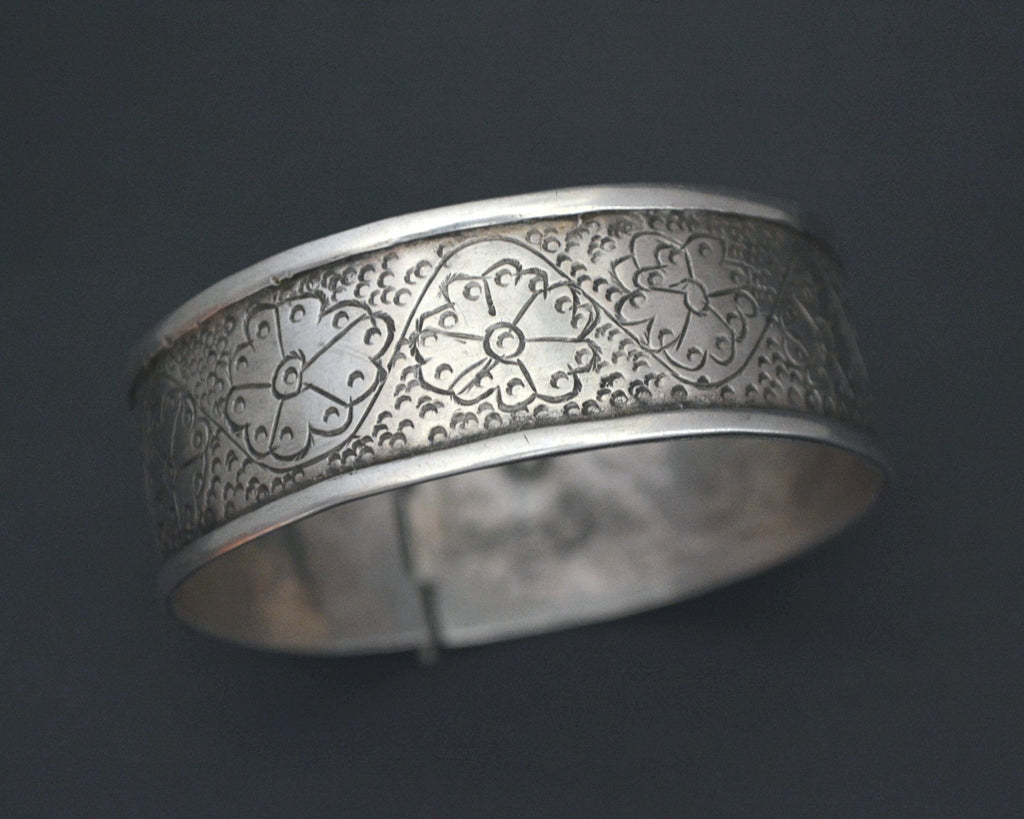 Turkmen Silver Hinged Bracelet - SMALL
