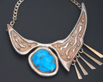 Ethnic Turquoise Sterling Silver Necklace with Dangles