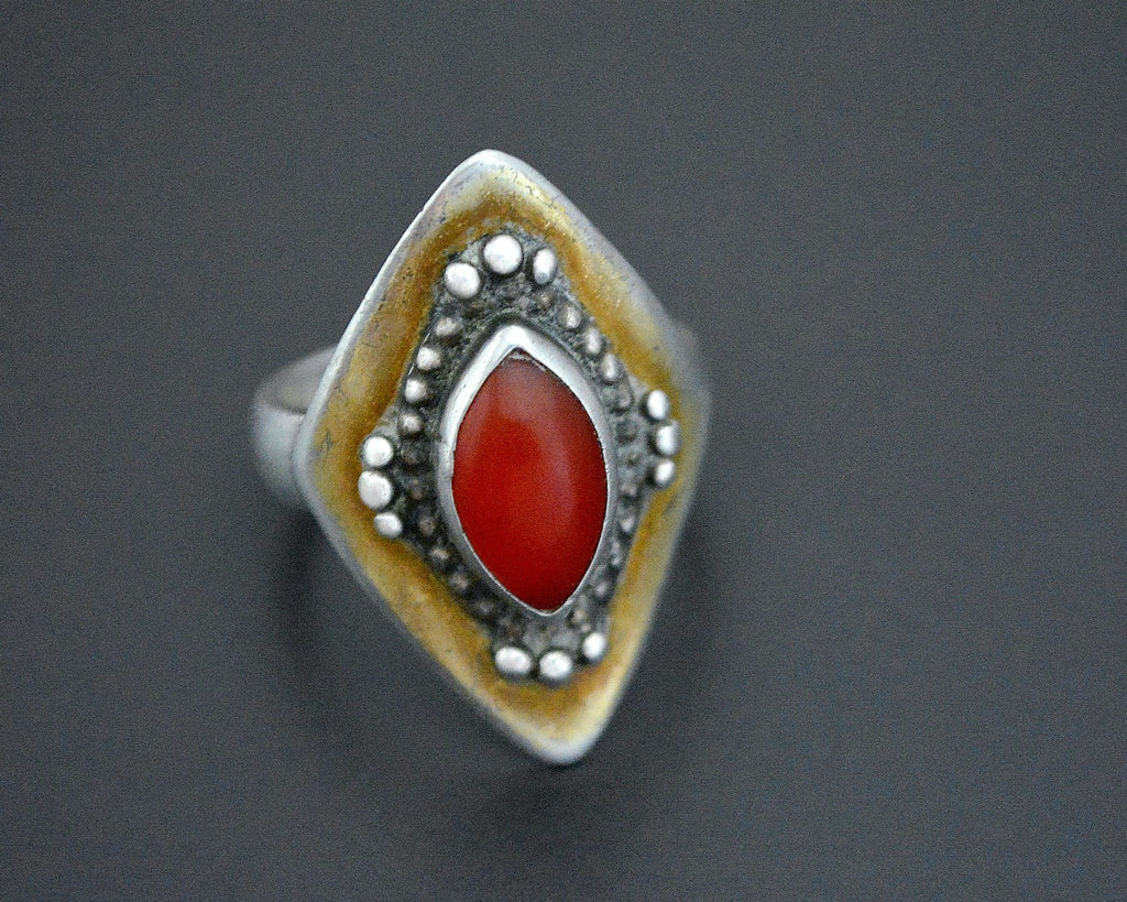 Turkmen Gilded Carnelian Ring - Size 9