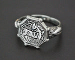 Old Turkmen Signet Ring with Deer - Size  8.5