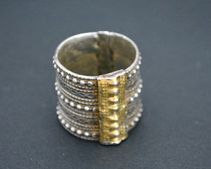 Antique Omani Silver Ring with Gilding - Size 9