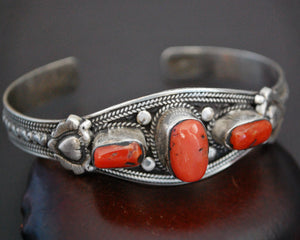 Nepali Coral Cuff Bracelet