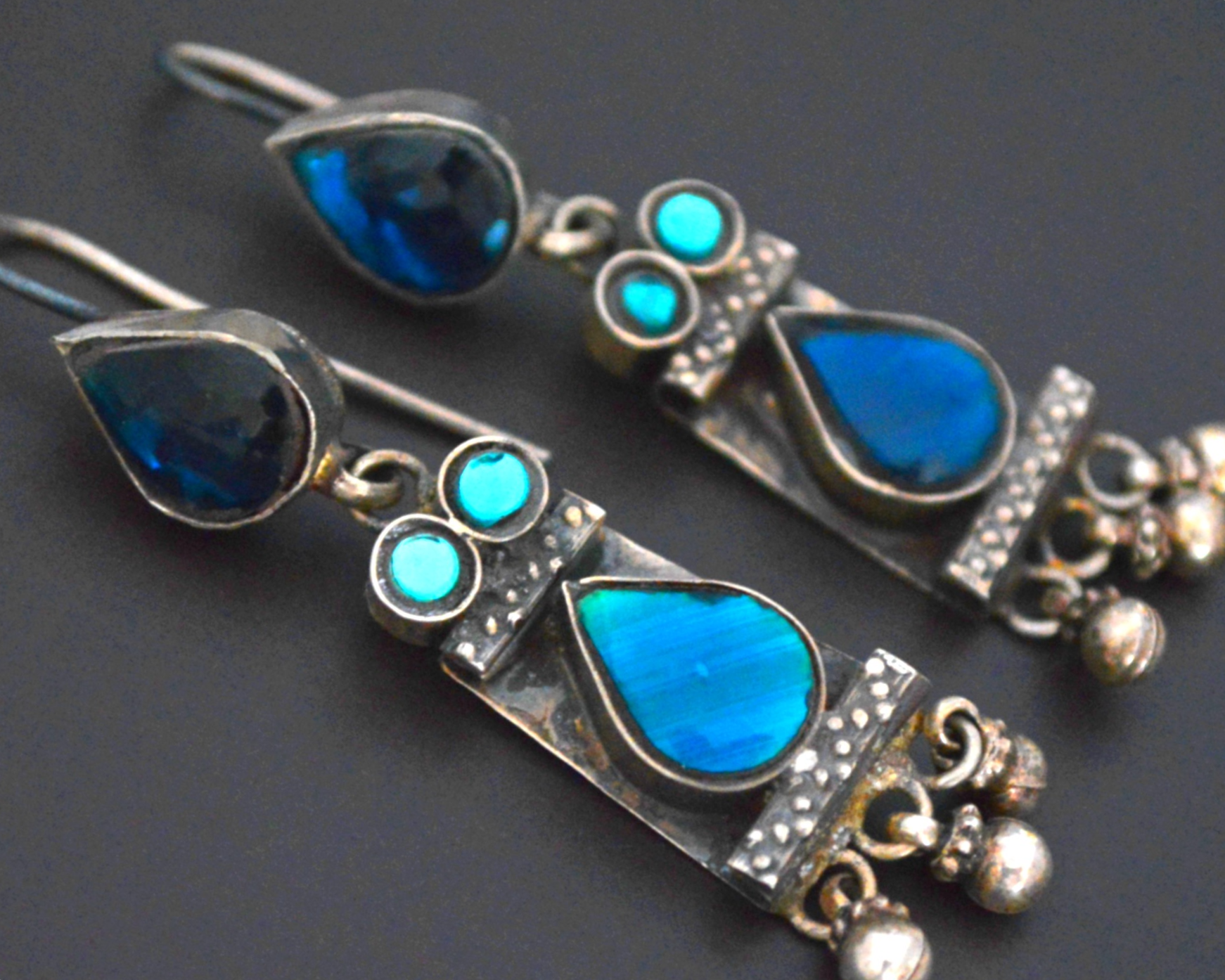 Rajasthani Earrings with Blue Glass