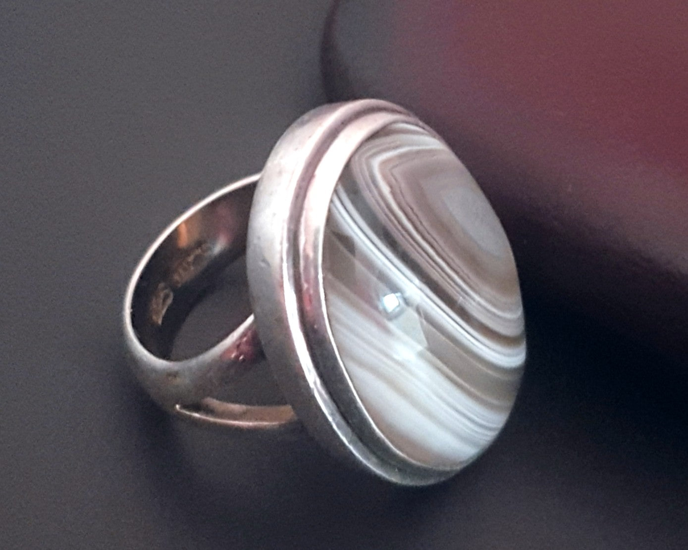 Ethnic Banded Agate Ring  - Size 6.25