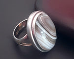Ethnic Banded Agate Ring  - Size 6.25