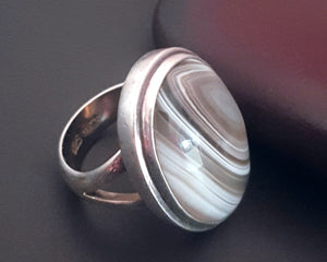 Ethnic Banded Agate Ring  - Size 6.25