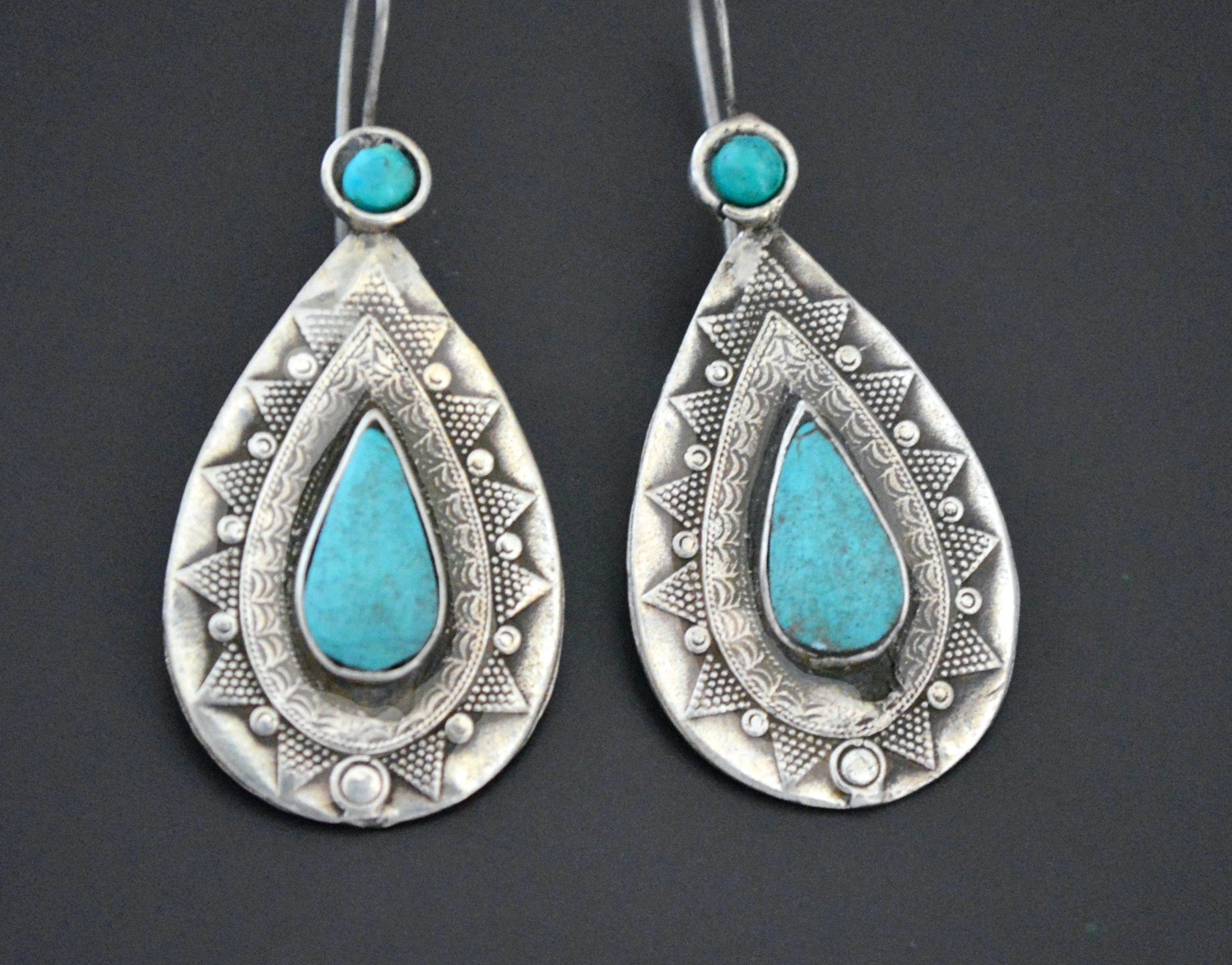 Vintage Kazakh Turquoise Earrings