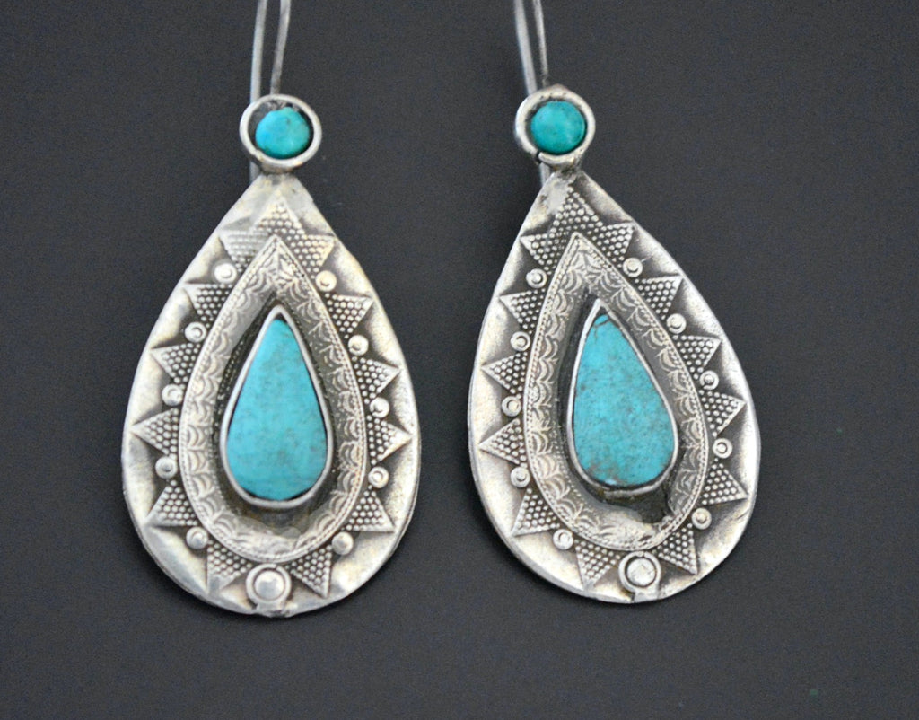 Vintage Kazakh Turquoise Earrings