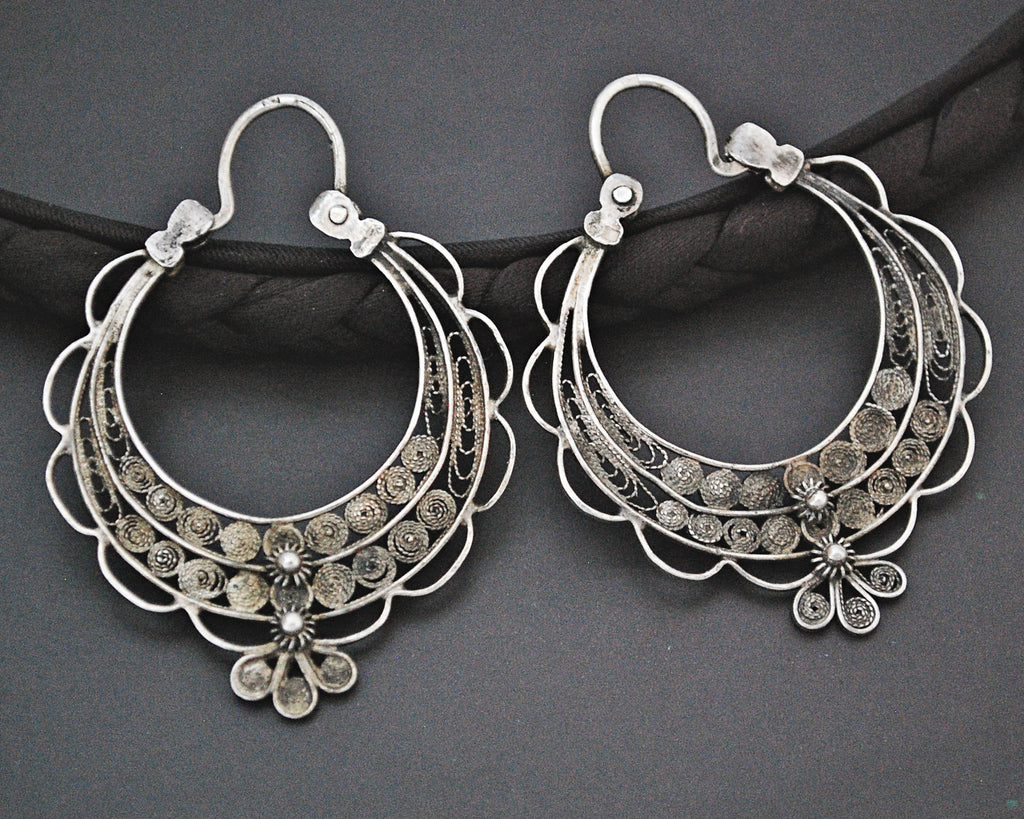 Filigree Silver Hoop Earrings