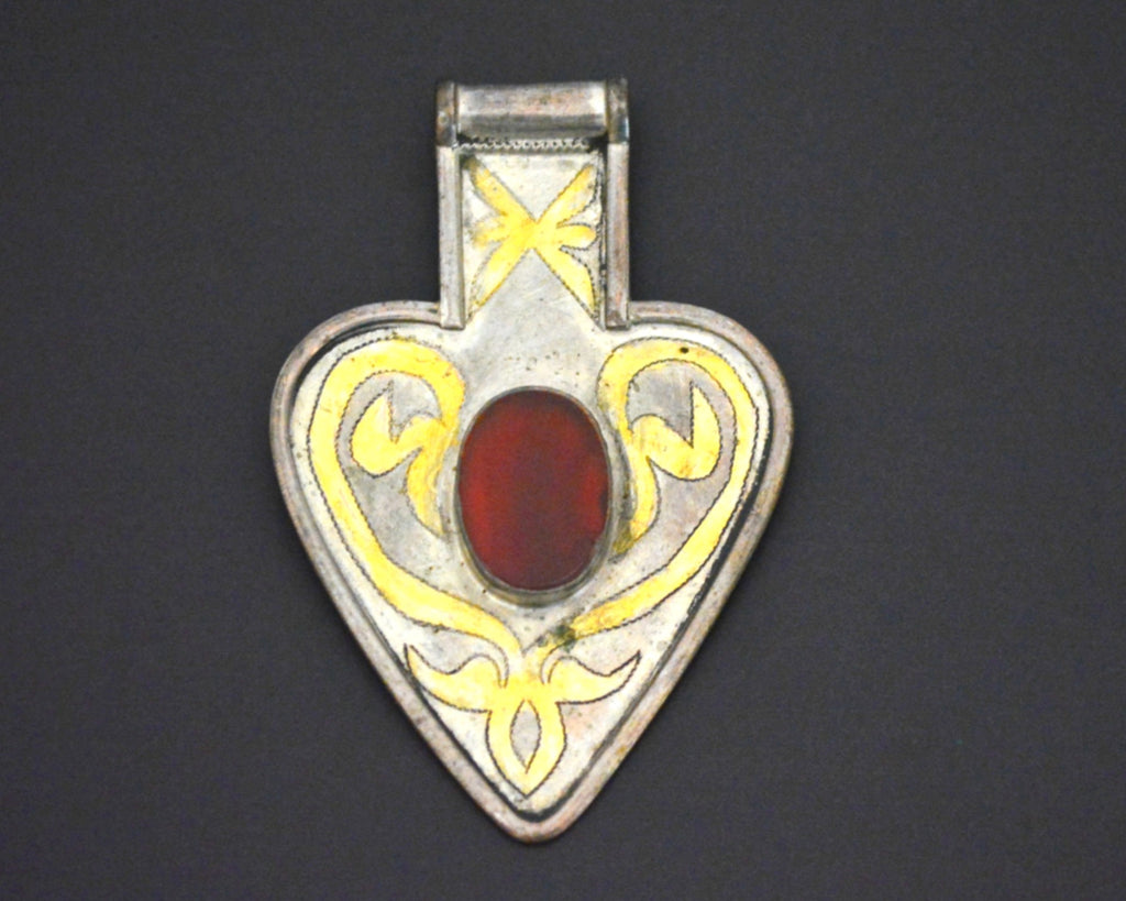 Turkmen Gilded Asyk Pendant with Carnelian