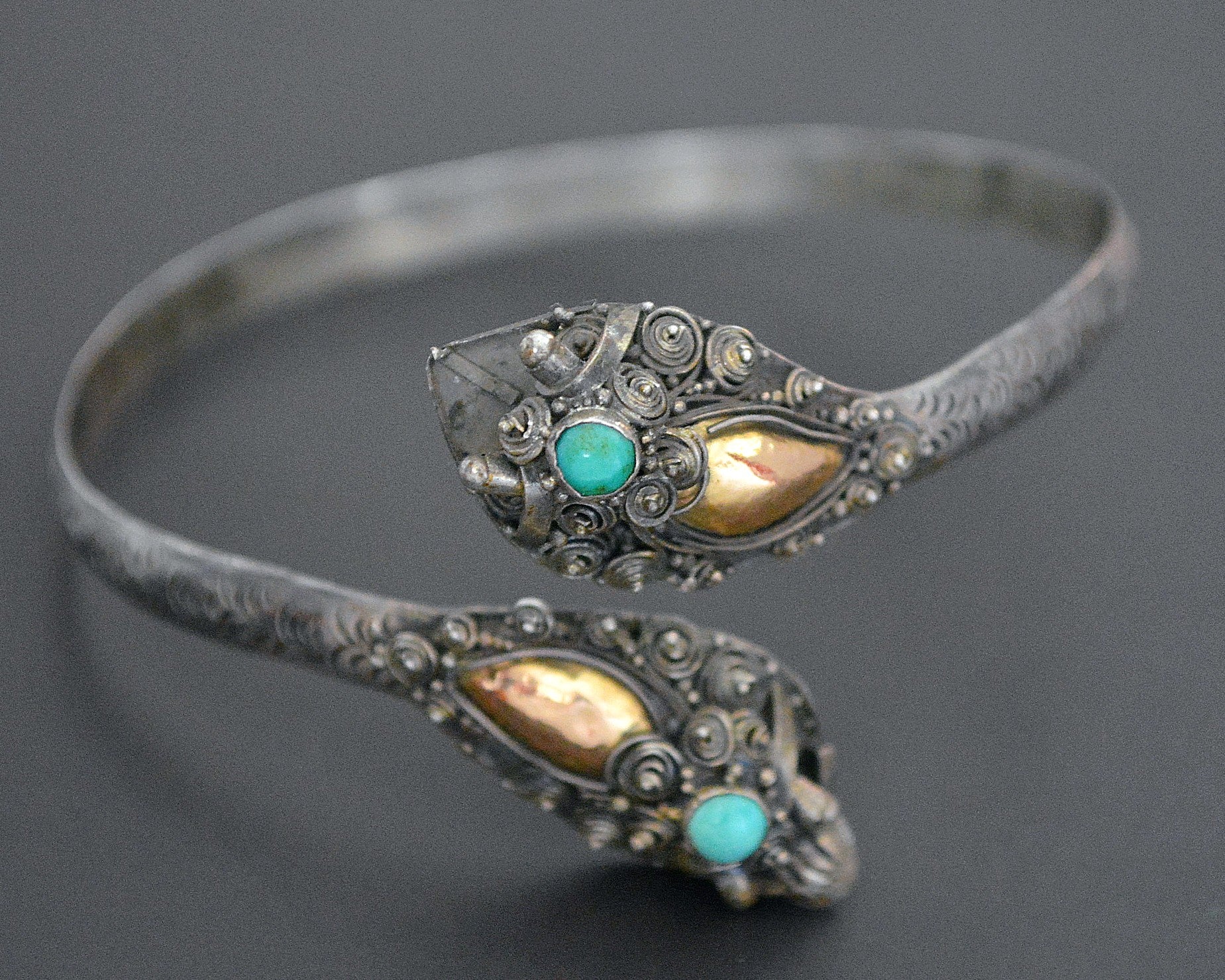 Double Dragon Turquoise Bracelet from Bali - MEDIUM SIZE