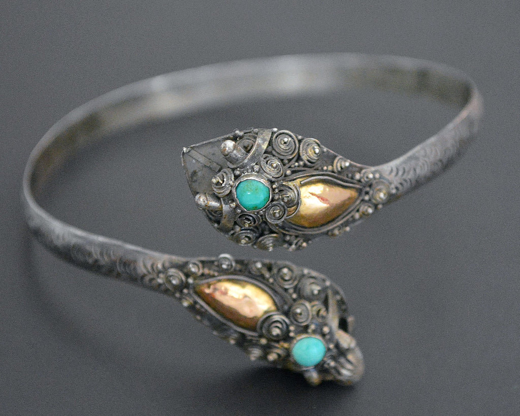 Double Dragon Turquoise Bracelet from Bali - MEDIUM SIZE