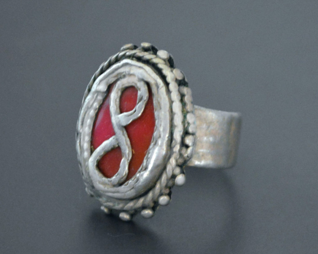 Old Turkmen Silver Ring - Size 7.5