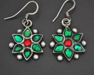 Rajasthani Flower Earrings with Glass