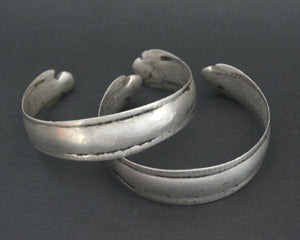 Pair Turkmen Silver Cuff Bracelets