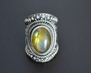 Ethnic Labradorite Ring from Bali - Size 5