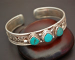 Nepali Turquoise Cuff Bracelet with Filigree