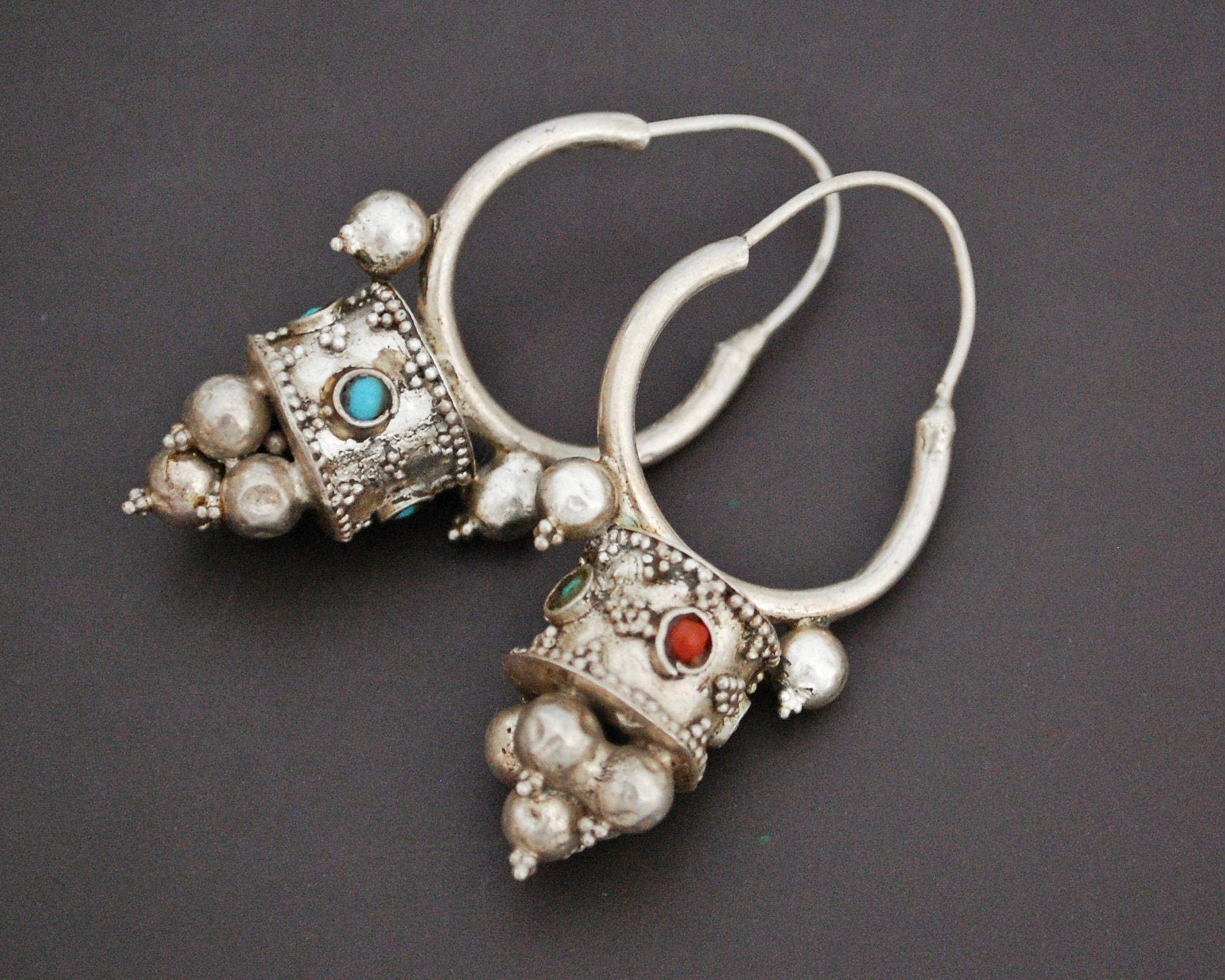Uzbek Coral Turquoise Earrings
