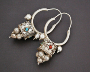 Uzbek Coral Turquoise Earrings
