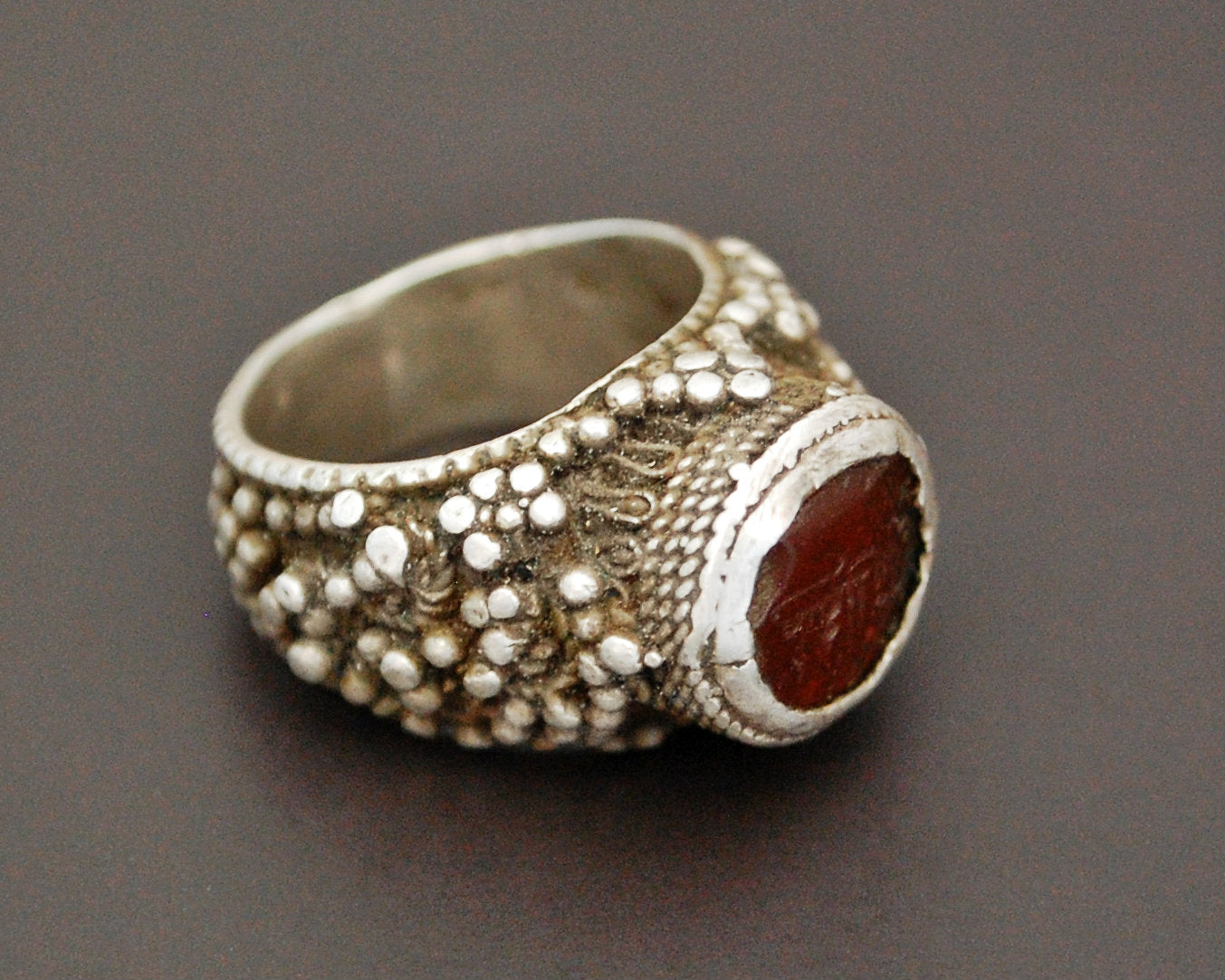 Antique Yemeni Bedouin Ring with Arabic Inscriptions - Size 7.5