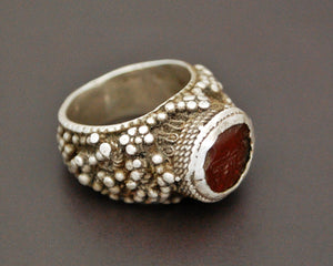 Antique Yemeni Bedouin Ring with Arabic Inscriptions - Size 7.5