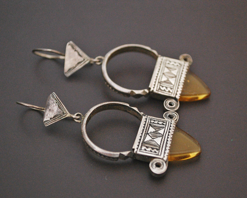 Tuareg Earrings with Yellow Glass