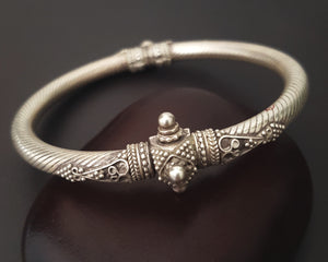 Ethnic Indian Silver Bracelet - Hinged