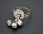 Old Rajasthani Silver Ring with Bells - Size 6.5