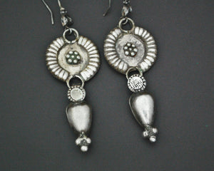 Rajasthani Flowery Silver Earrings with Dangles