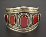 Afghani Turkmen Carnelian Gilded Cuff Bracelet