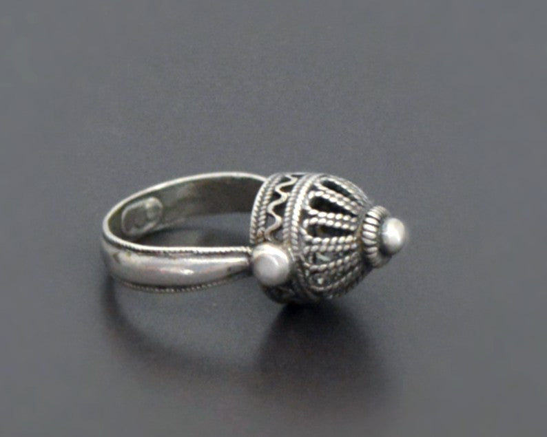 Yemeni Silver Filigree Ring - Size 5.75