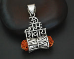 Rudraksha Shiva Mantra Pendant with Silver Cap