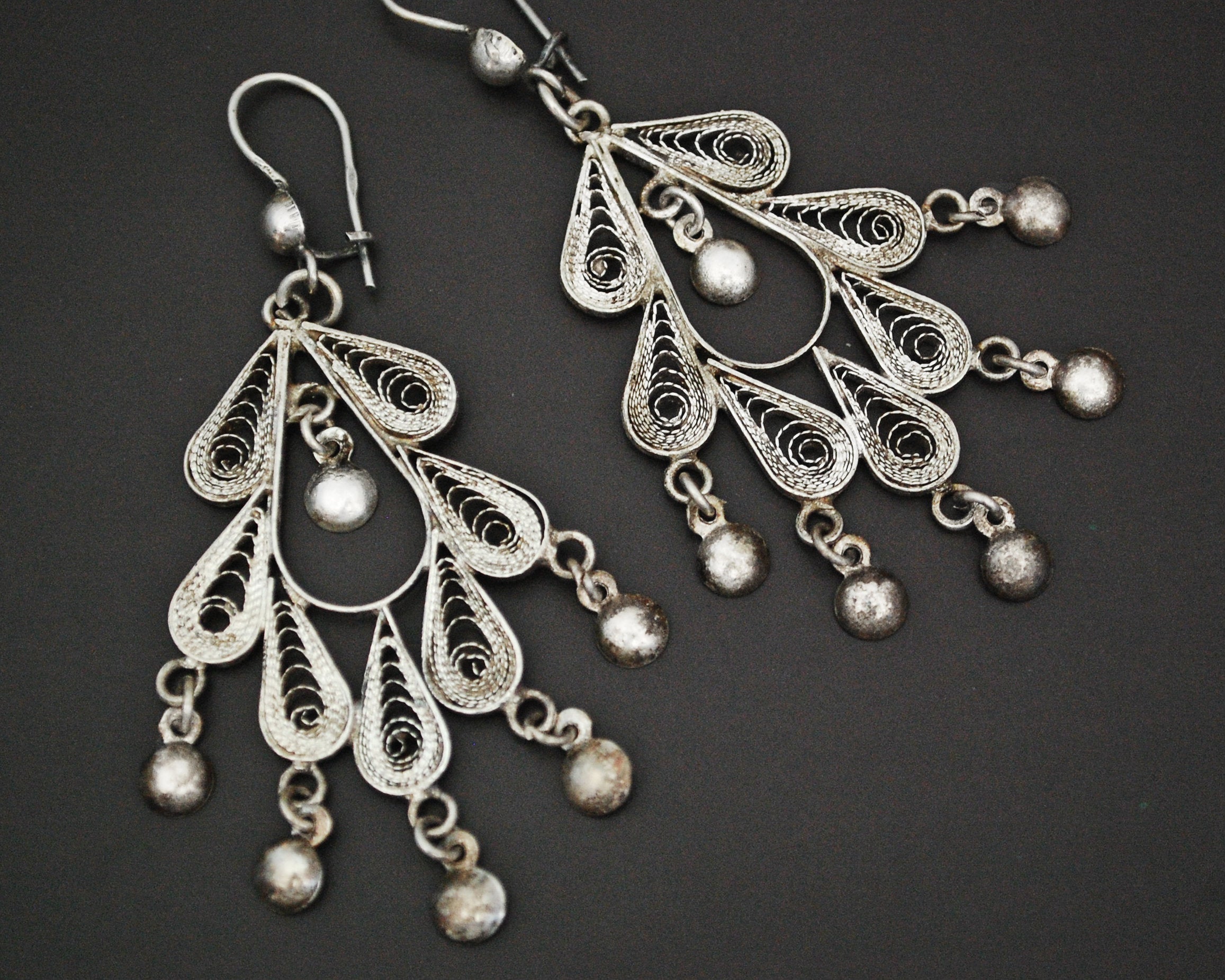 Ethnic Oriental Filigree Dangle Earrings