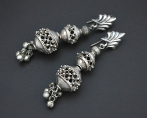 Rajasthani Silver Bead Earrings with Bells
