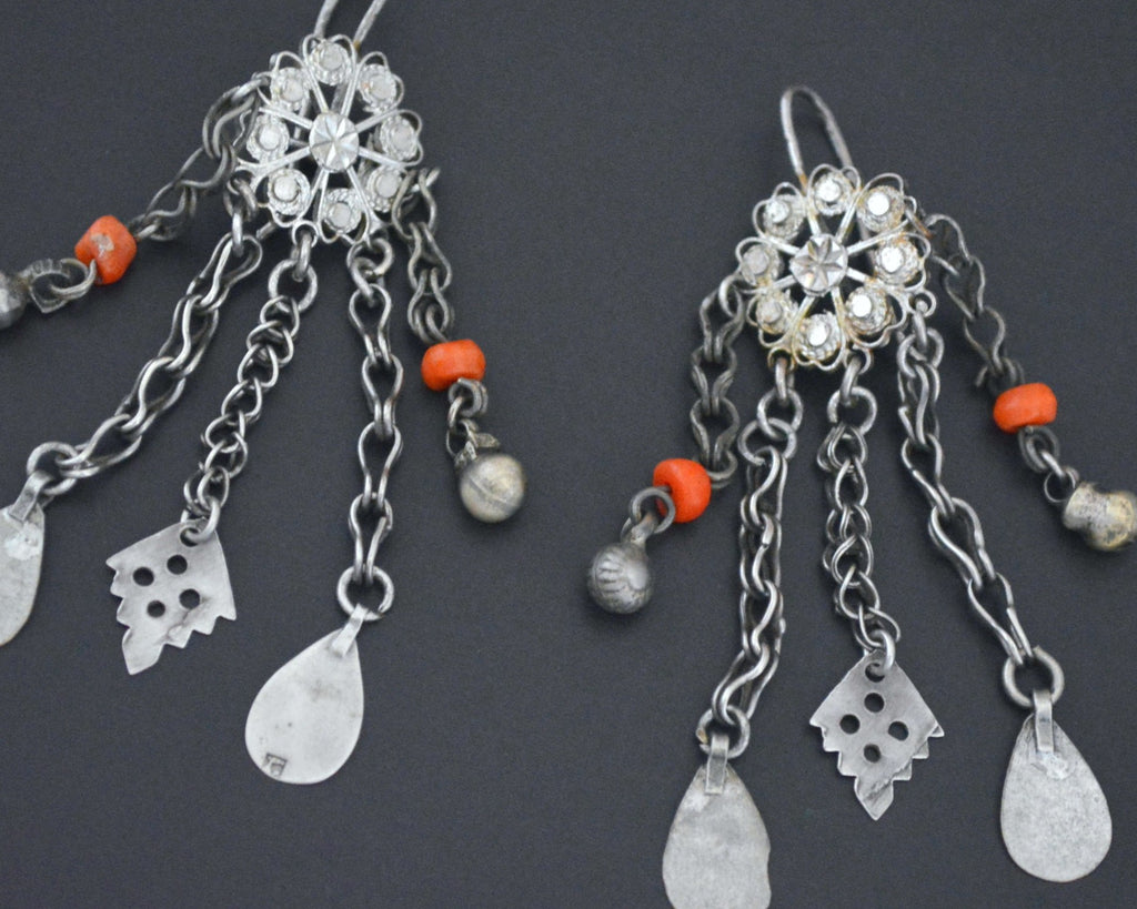 Uzbek Coral Earrings with Dangles